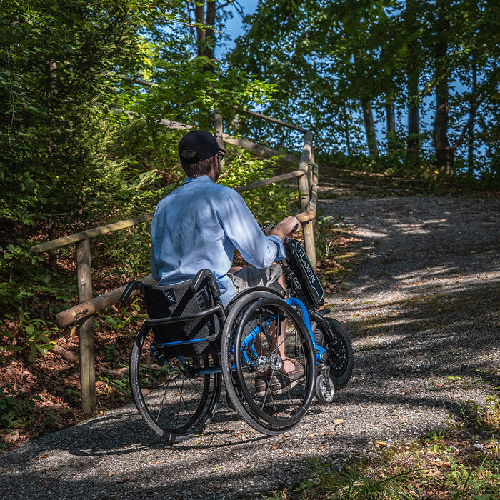 Klaxon Klick Scrambler All-Terrain Wheelchair Power Add-On 750W 14in Wide Tyre - Active Mobility Ltd